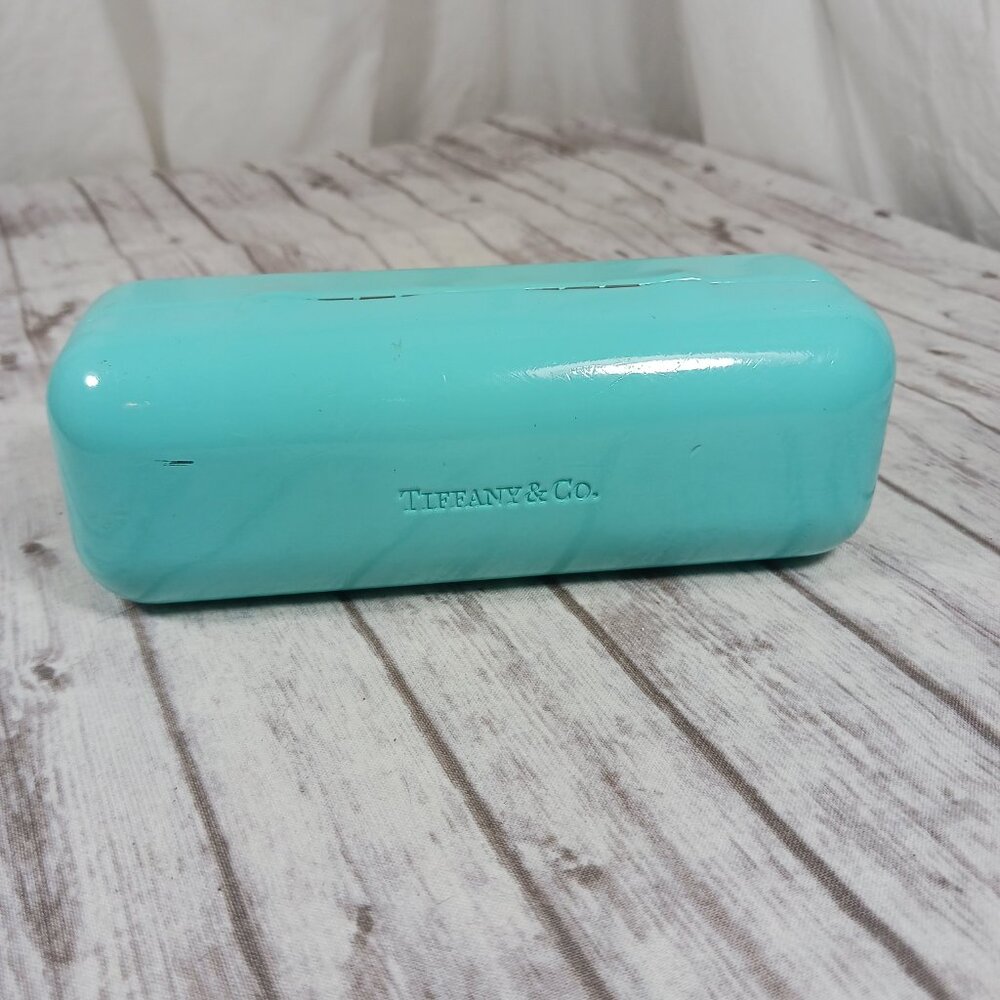 Tiffany & Co. Hard Shell Eyeglass Case Tiffany Blue Ext. Tan Suede Interior 6x2" - Picture 2 of 15